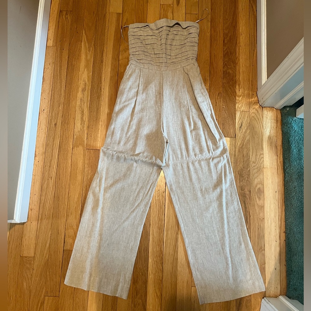 Abercrombie & Fitch Strapless Beige Jumpsuit